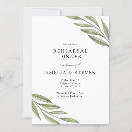 Simple Greenery Grenar Rehearsal Dinner Inbjudningar