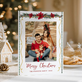 Simple Greenery Poinsettia God jul 1 Photo Julkort