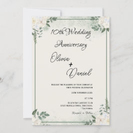 Simple Greenery Wedding Anniversary Invitations Inbjudningar