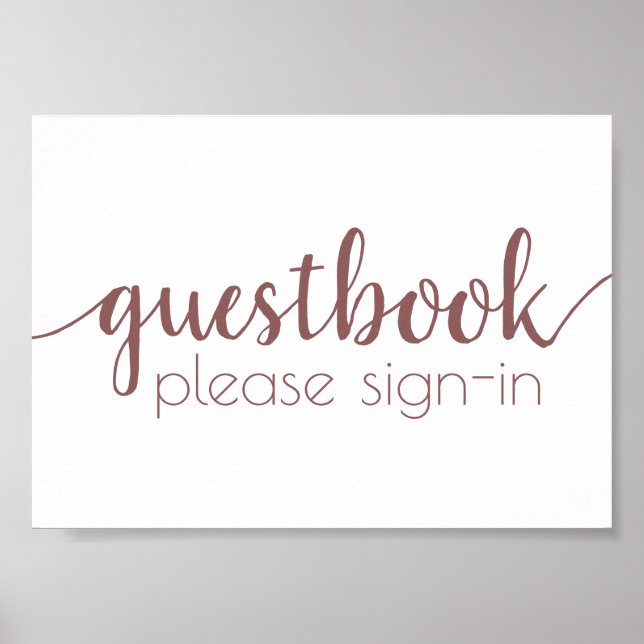 Simple Guestbook | Dusty Mauve Rosa av händelselog Poster (Framsidan)