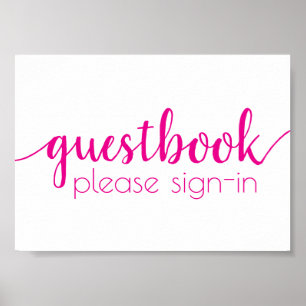 Simple Guestbook Händelsetecken för Shock rosa Poster