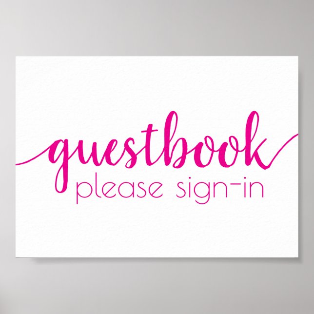 Simple Guestbook | Händelsetecken för Shock rosa Poster (Framsidan)