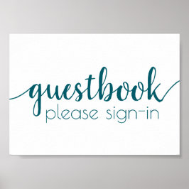 Simple Guestbook | Händelsetecken för Teal Aqua Poster