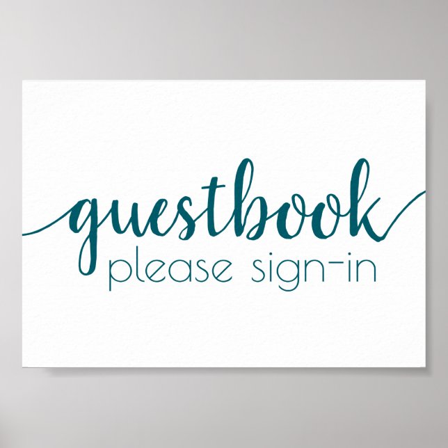 Simple Guestbook | Händelsetecken för Teal Aqua Poster (Framsidan)