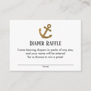 Simple Guld Anchor Diaper Raffle Biljett cards Tilläggskort