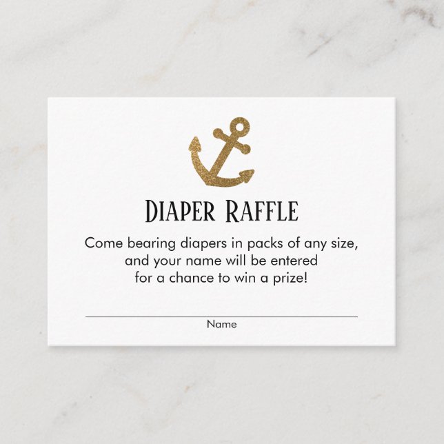 Simple Guld Anchor Diaper Raffle Biljett cards Tilläggskort (Framsida)