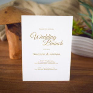Simple Guld Calligraphy Bröllop Brunch Inbjudningar