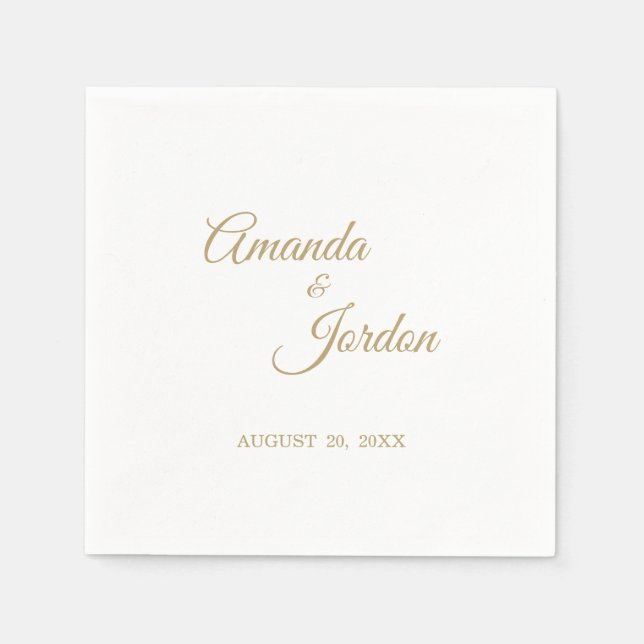 Simple Guld Calligraphy Cocktail Napkin Pappersservett (Framsidan)