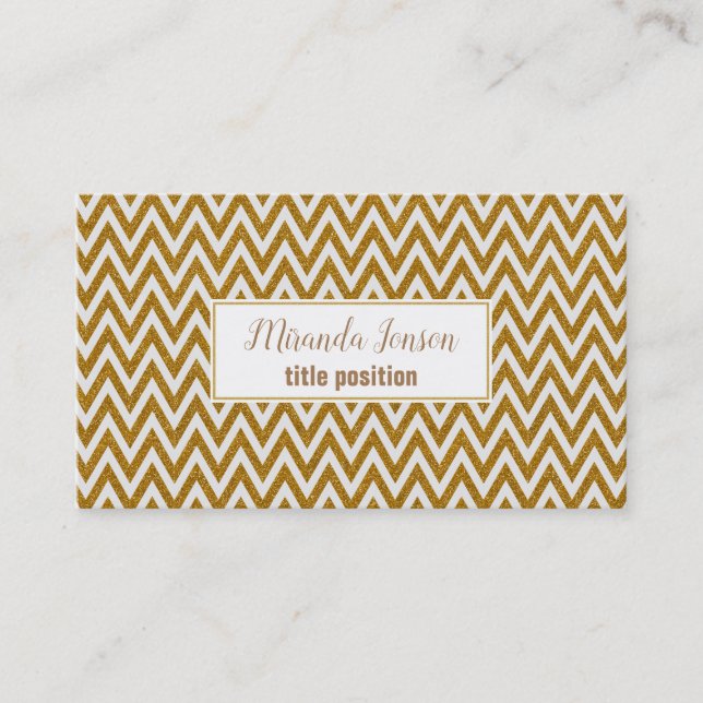 Simple Guld Chevron Visitkort (Framsida)
