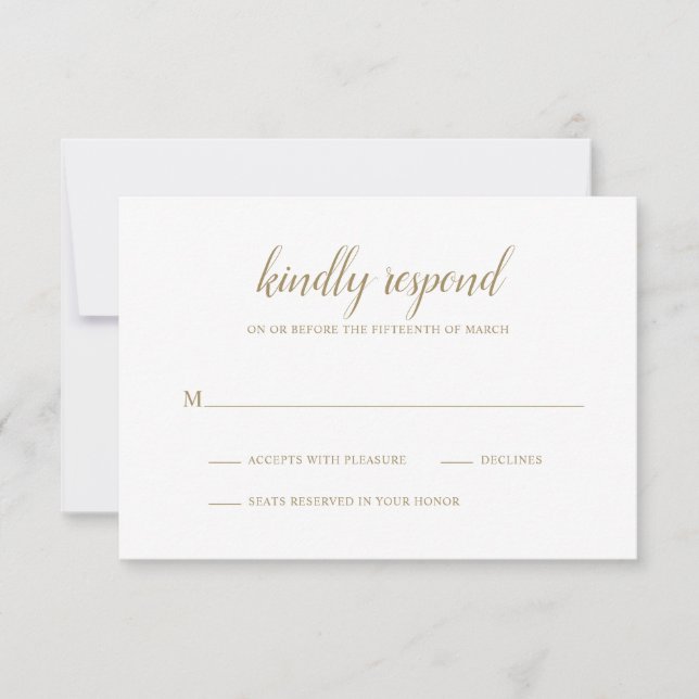 Simple Guld Formal Elegant bröllop OSA Kort (Framsida)