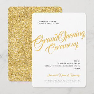 Simple Guld Glitter Corporate Grand Open Invit Inbjudningar