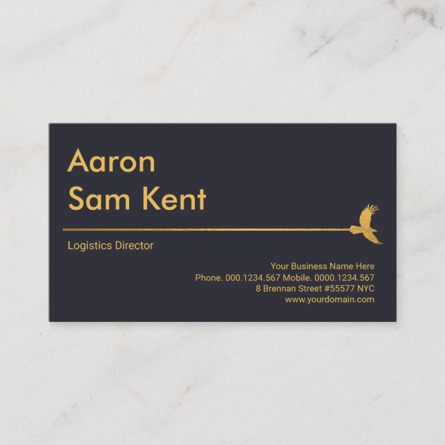 Simple Guld Hawk Line Global Blue Logistics Supply Visitkort (Framsida)