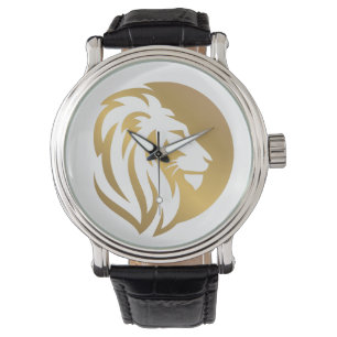 Simple Guld Lejon Leo Logotyp Armbandsur