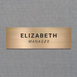 Simple Guld Namnbricka<br><div class="desc">Enkel modern namn bricka med namn och titel mot en guld faux borstad metallisk bakgrund.</div>