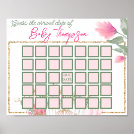 Simple Guld  Rosa Pumpkin Baby Shower Games Poster