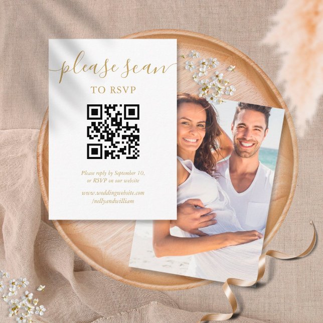 Simple Guld Script OSA QR-kodfoto Tilläggskort (Skapare uppladdad)