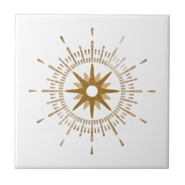 Simple Guld Starburst Celestial Ceramic Tile Kakelplatta
