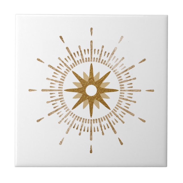 Simple Guld Starburst Celestial Ceramic Tile Kakelplatta (Framsidan)