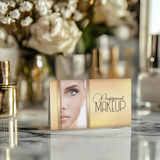 Simple Guld Woman Ansikte makup Artist Card Visitkort (Perfect for business)