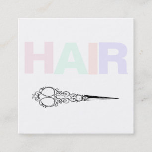 *~* Simple HAIR Pastels Minimal Antique Scissors Fyrkantigt Visitkort