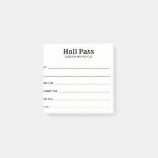 Simple Hall Pass Post-it Block