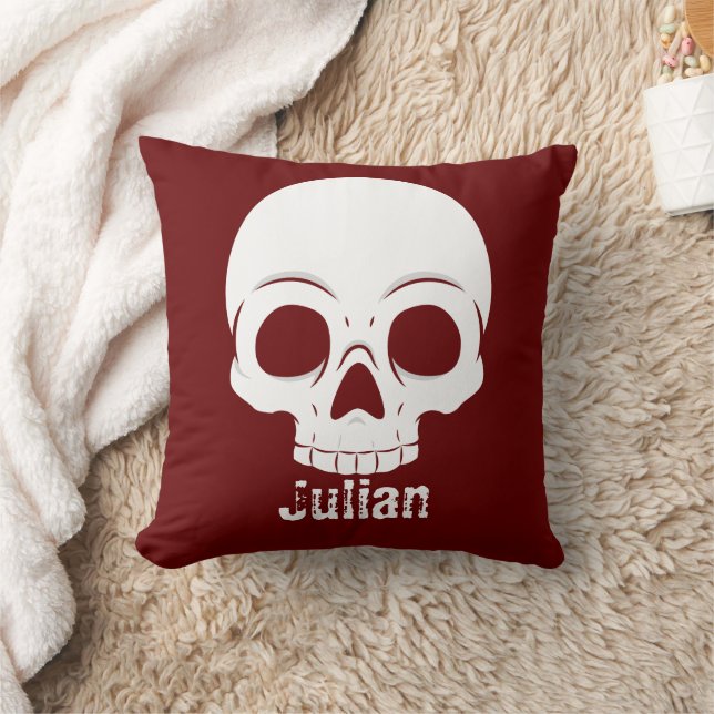 Simple Halloween Day Skull Spooky Namn Kudde (Filt)