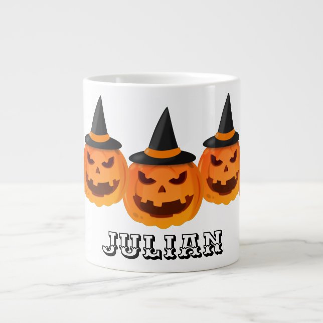 Simple Halloween jack-o-lantern pumpkin ansikte Jumbo Mugg (Framsidan)
