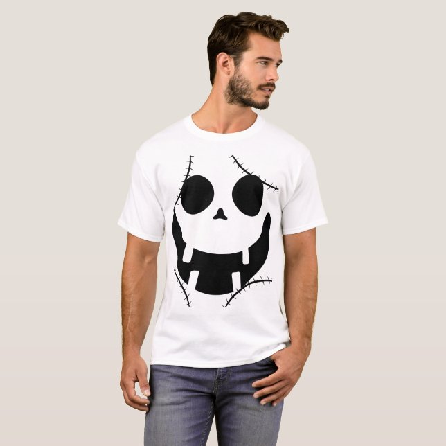 Simple Halloween jack-o-lantern pumpkin ansikte T Shirt (Hel framsida)