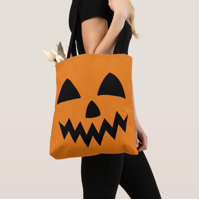 Simple Halloween Pumpkin ansikte spökskrämmande Pa Tygkasse (Närbild)