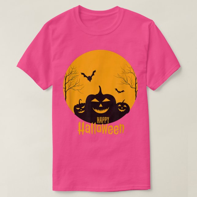 Simple Halloween Scary Pumpkin Nattdesign T Shirt (Design framsida)