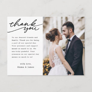 Simple Hand Lettering Photo Bröllop Tack Vykort