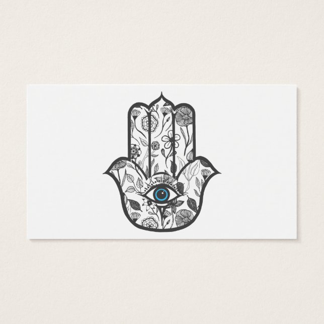 Simple Hand plockade Blommigt Hamsa Hand Visitkort (Baksidan)