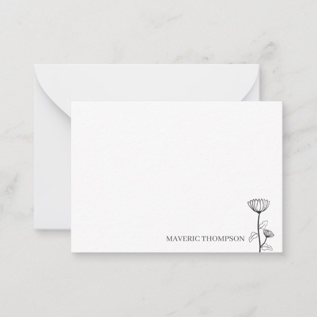 Simple Hand plockade Flower Anteckningskort (Framsida)