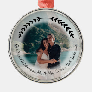 Simple handritad design Travel Honeymoon Photo Julgransprydnad Metall