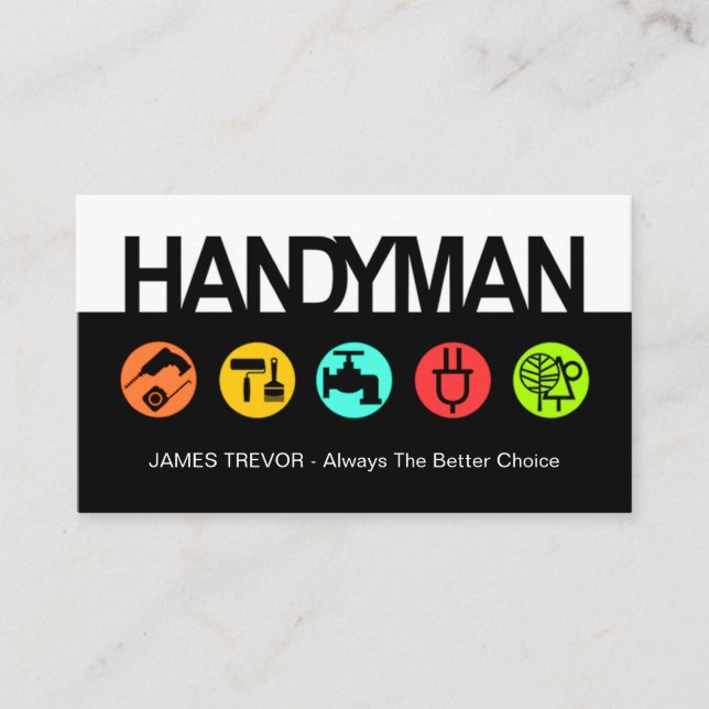 Simple Handyman Signage Construction Tools Visitkort (Framsida)