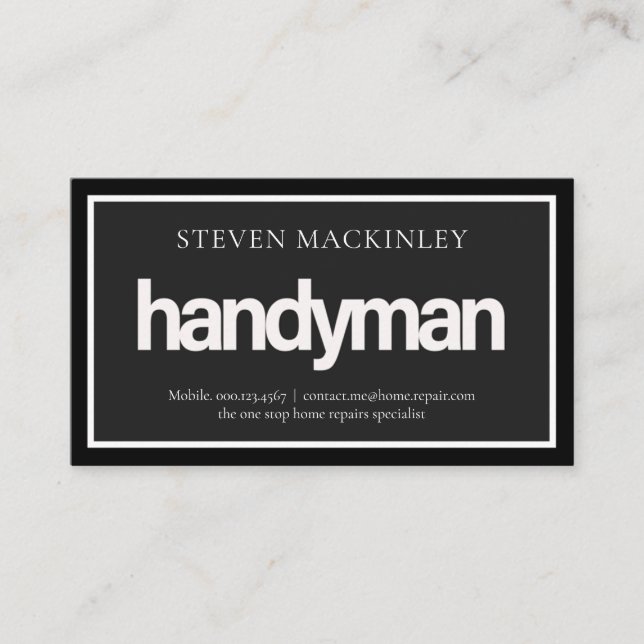 Simple HANDYMAN Signage Frame Visitkort (Framsida)