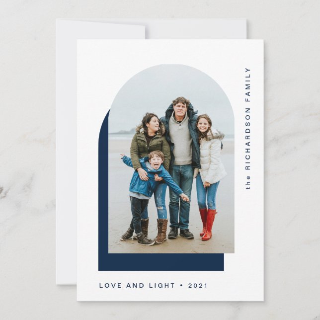Simple Hanukkah Arch | Modern 2-foto Julkort (Framsida)