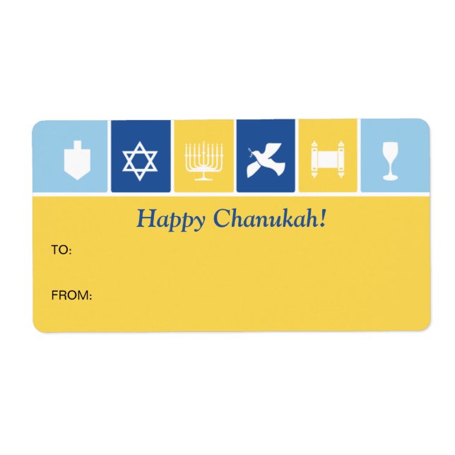 Simple Hanukkah Icons Gift Label Fraktsedel (Framsidan)