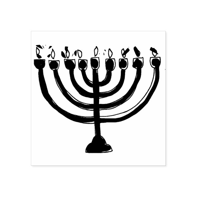 Simple Hanukkah Menorah Candelabra Stämpel (Tryck)