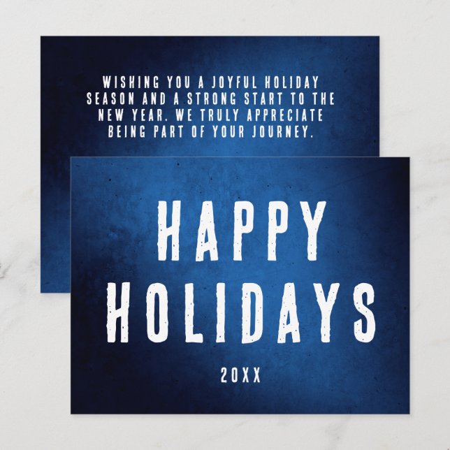 Simple Happy Holidays Logo Blue Gradient Vykort (Fram/baksida)