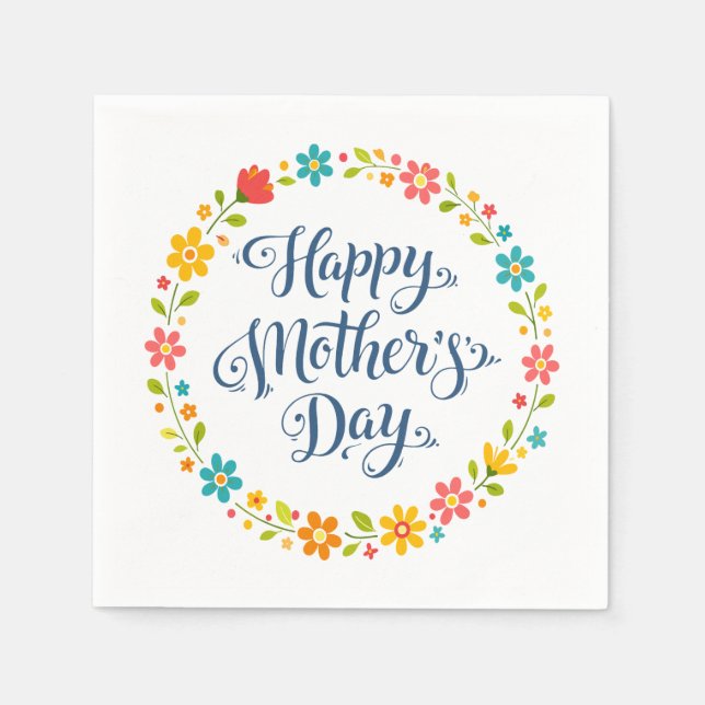 Simple Happy Mother's Day Floral Calligraphy |  Pappersservett (Framsidan)