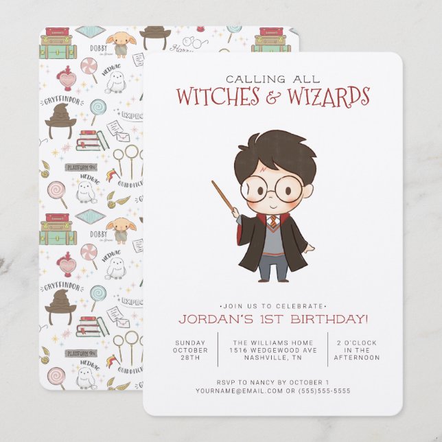 Simple Harry Potter Birthday-inbjudan Inbjudningar (Fram/baksida)