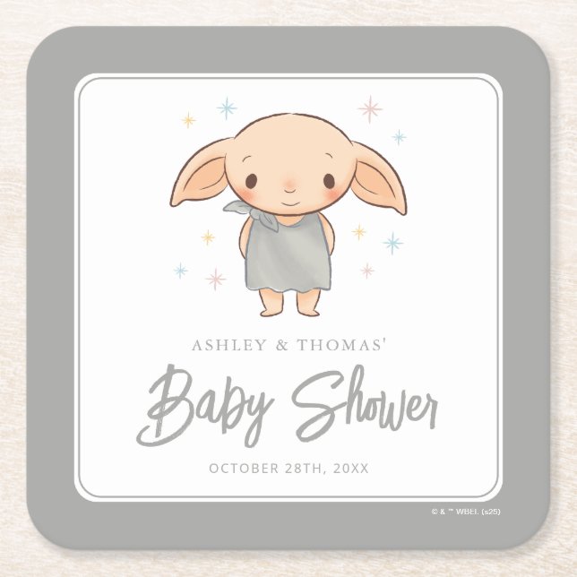 Simple Harry Potter - Dobby Baby Shower Underlägg Papper Kvadrat (Framsidan)