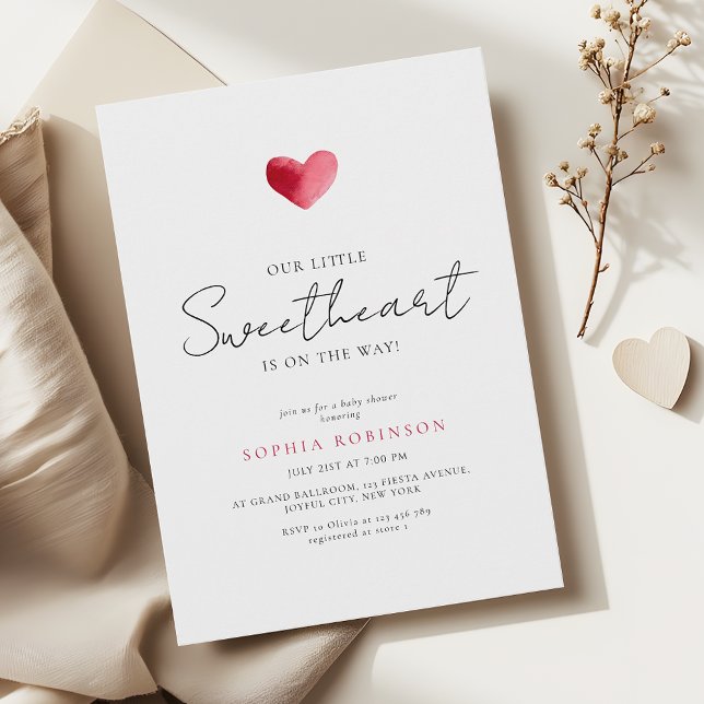 Simple Heart Little Sweetheart Barnrumsfirande Inbjudningar (Skapare uppladdad)