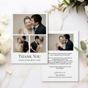 Simple Heart Modern Bröllop Photo Collage Tack Kort