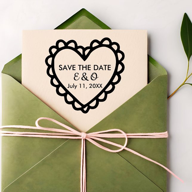 Simple Heart Save the Date Wedding Stämpel (initials monogram heart )