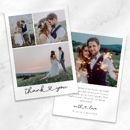 Simple Heart Script Bröllop Photo Collage Tack Kort