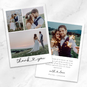 Simple Heart Script Bröllop Photo Collage Tack Kort