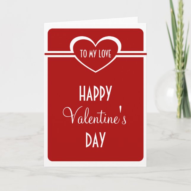 Simple Heart Valentine Day Card, Deep Red Helgkort (Framsida)