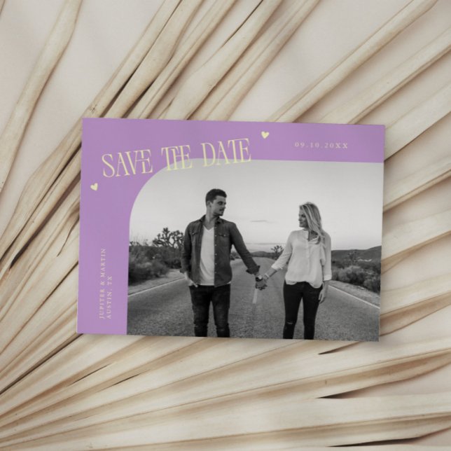 Simple Heart Wisteria Lemon Curved Frame Photo Spara Datumet (Skapare uppladdad)